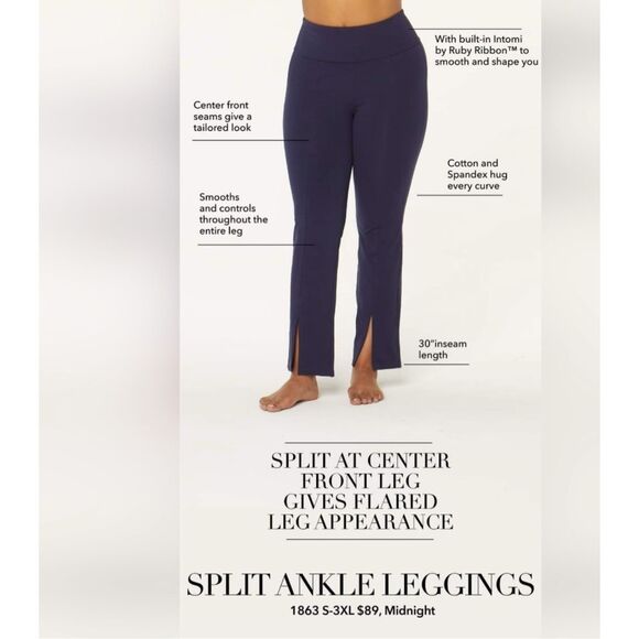 Ruby Ribbon Split Ankle Leggings Midnight Nwt Size Medium - Picture 4 of 4